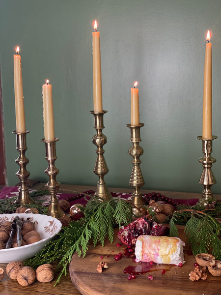 English Brass Candlestick With Push up Rods , Antique 19th Century  Victorian Brass Beehive Candlestick Holders -  Canada